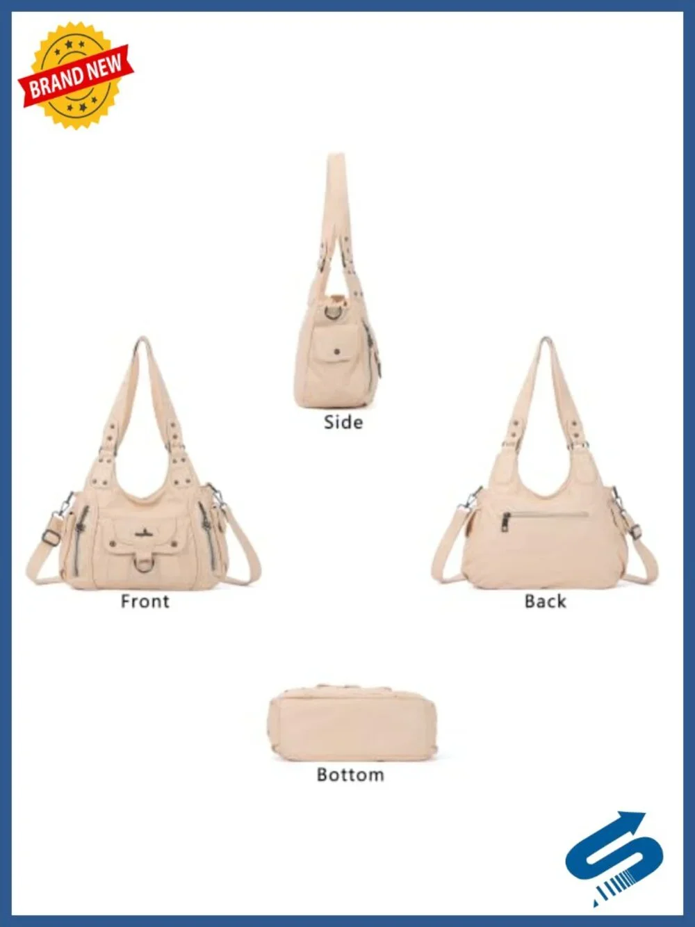Vegan Leather Hobo Shoulder Bag with Adjustable Strap Satchel Tote